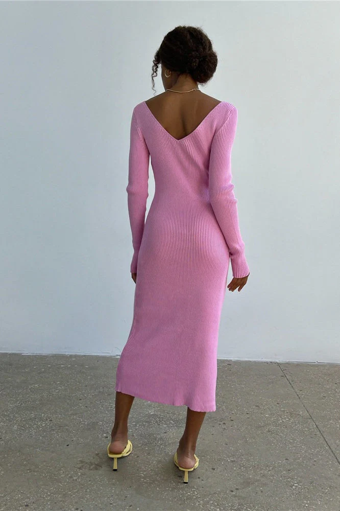 Long Sleeve Ribbed Sweater Dress - Image 6
