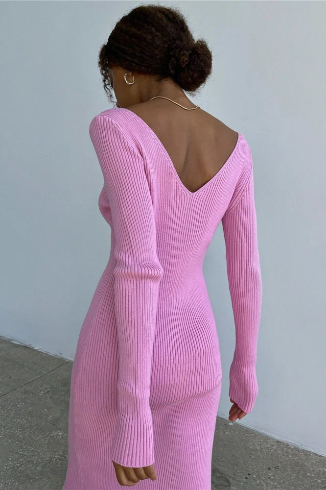 Long Sleeve Ribbed Sweater Dress - Image 7