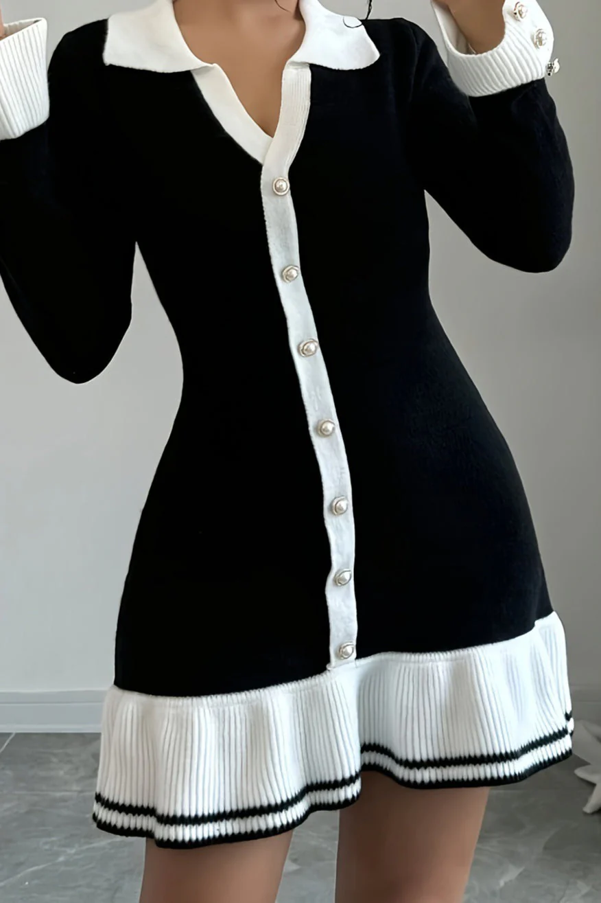 Long Sleeve Ruffle Sweater Dress - Image 3