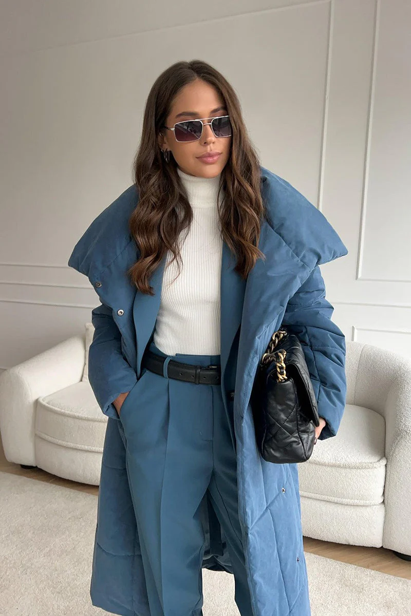 Long Stand Collar Puffer Jacket - Image 9