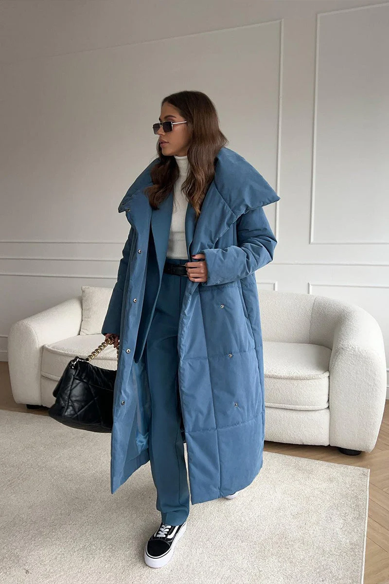 Long Stand Collar Relaxed Quilted Puffer Jacket - Image 16