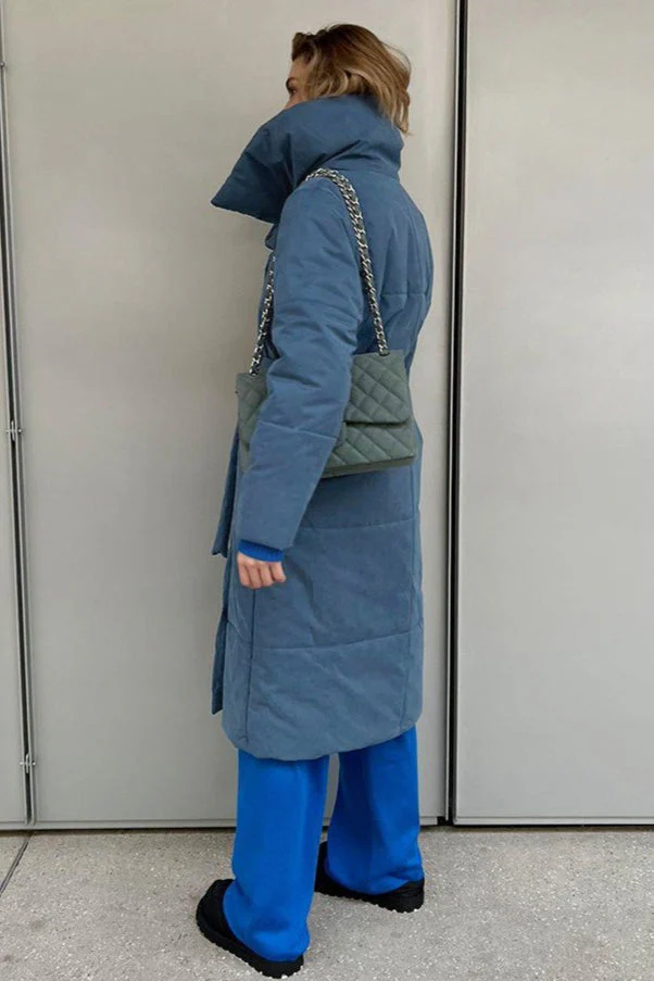 Long Stand Collar Relaxed Quilted Puffer Jacket - Image 21