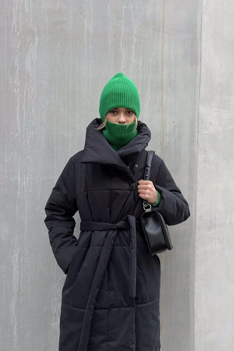 Long Stand Collar Relaxed Quilted Puffer Jacket - Image 22