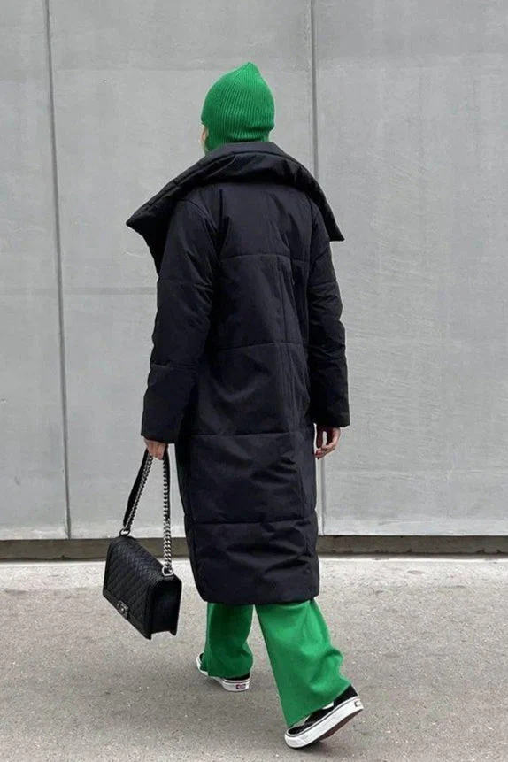 Long Stand Collar Relaxed Quilted Puffer Jacket - Image 24