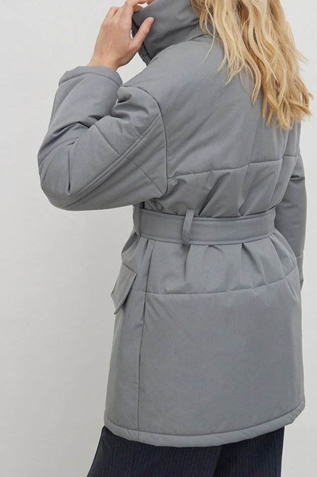 Longline Cotton Tie Waist Puffer Jacket - Image 5