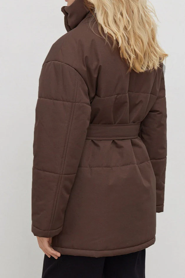 Longline Cotton Tie Waist Puffer Jacket - Image 7