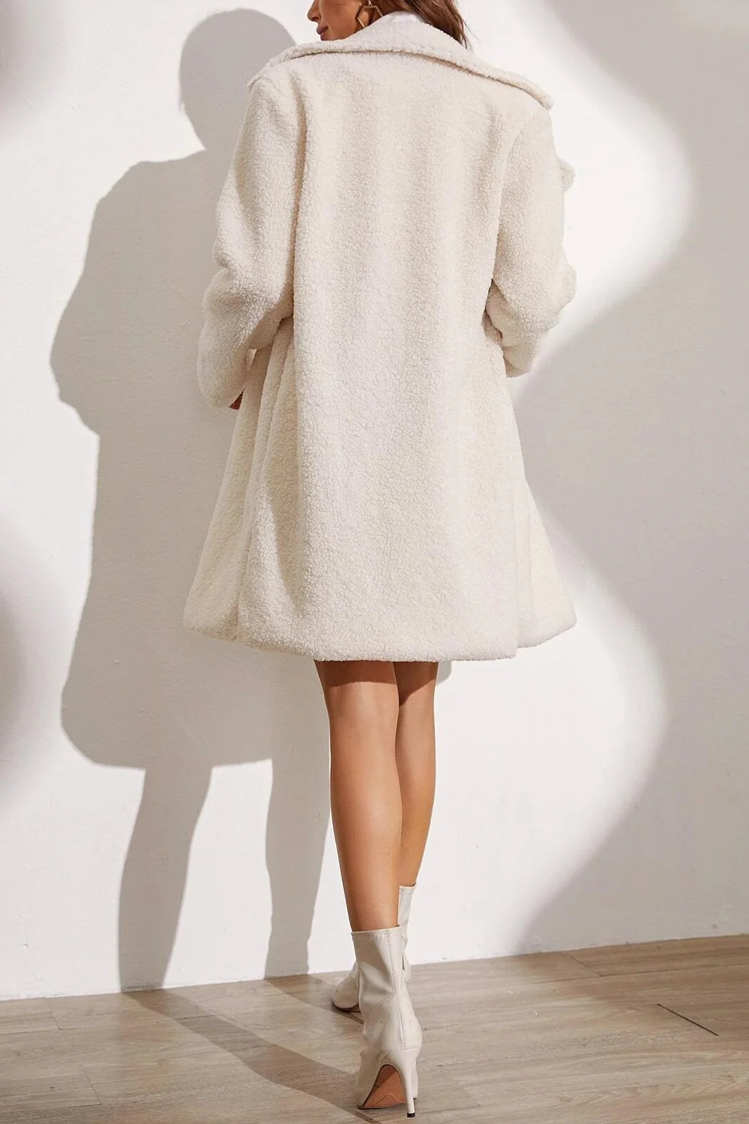 Longline Lapel Plush Winter Coat - Image 6