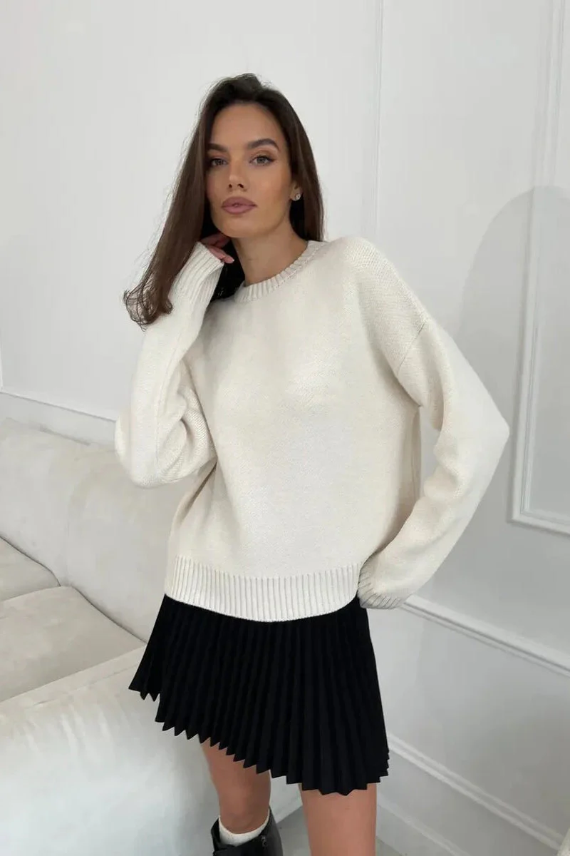 Loose Basic Knit Pullover Sweater - Image 21