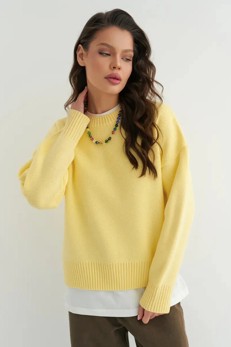 Loose Basic Knit Pullover Sweater - Image 3