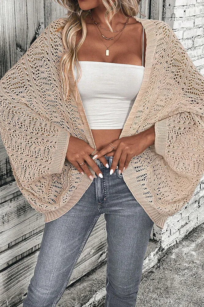 Loose Batwing Sleeve Knit Cardigan - Image 3