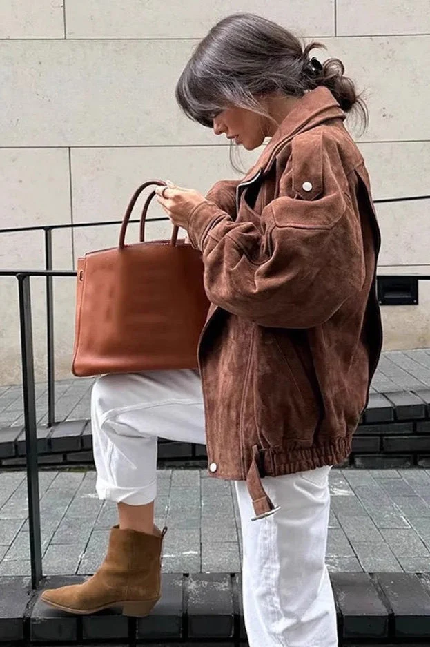 Loose Fit Brown Casual Jacket - Image 4