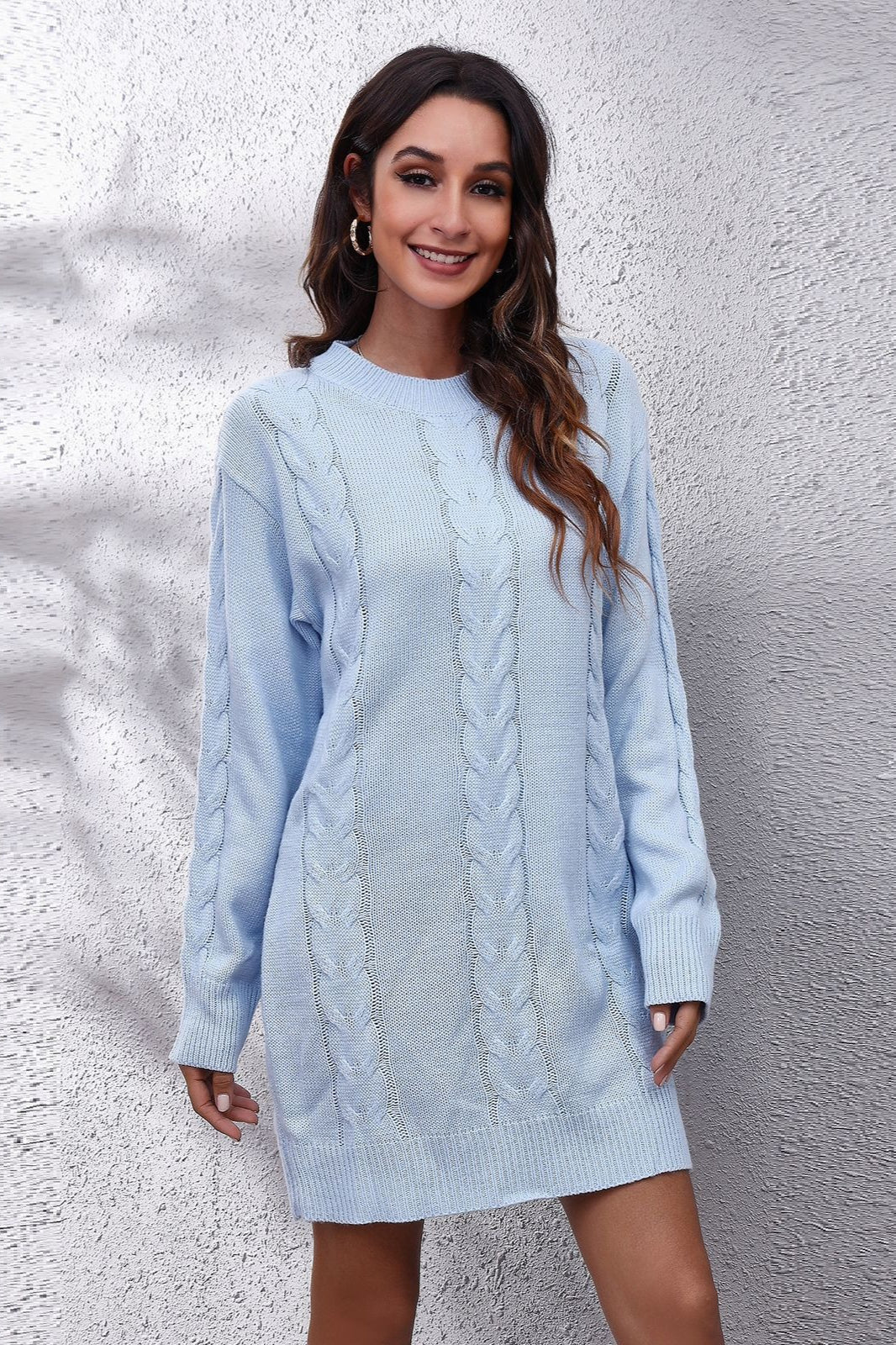 Loose Fit Cable Knit Sweater Dress - Image 10