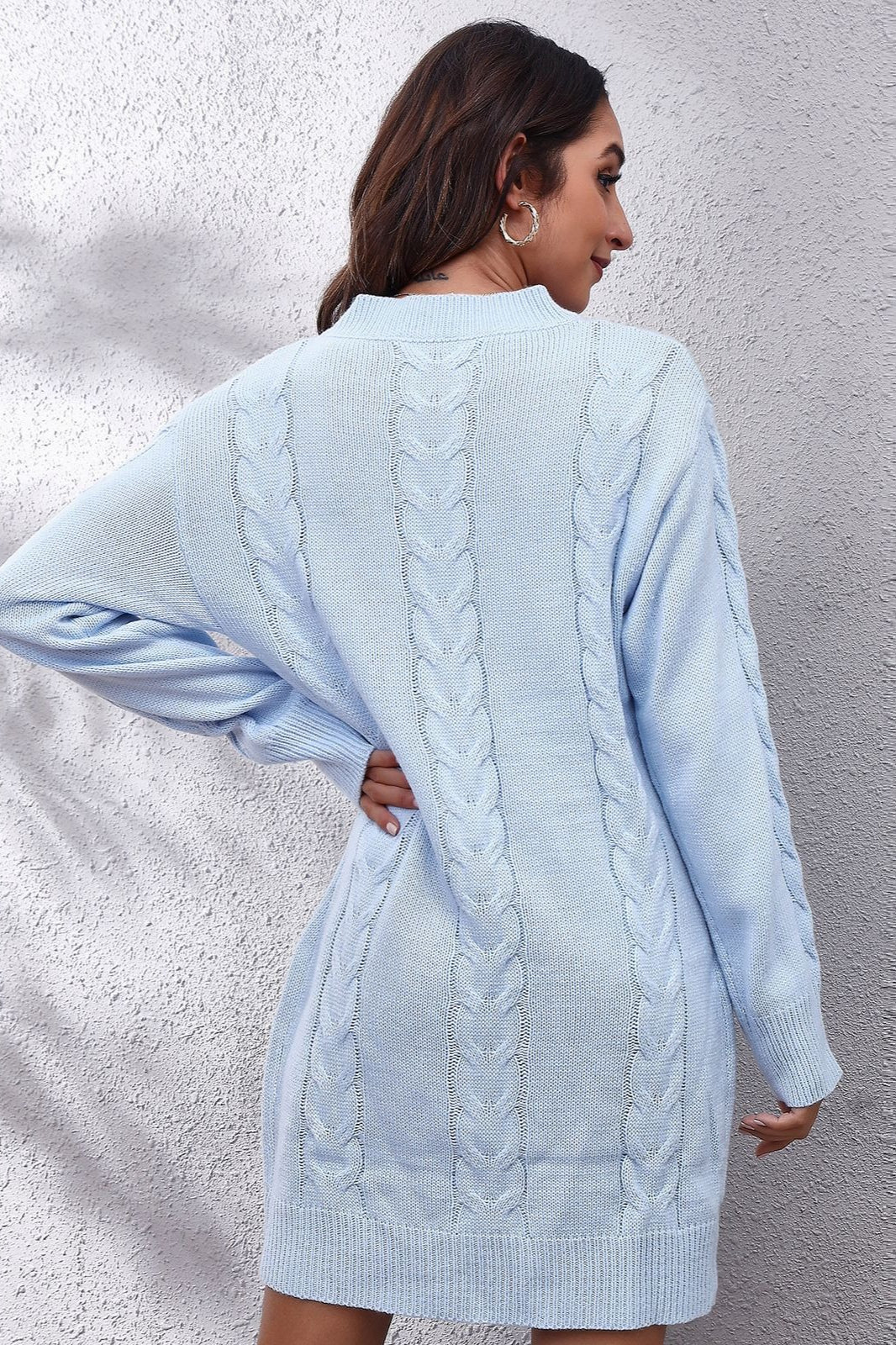 Loose Fit Cable Knit Sweater Dress - Image 13