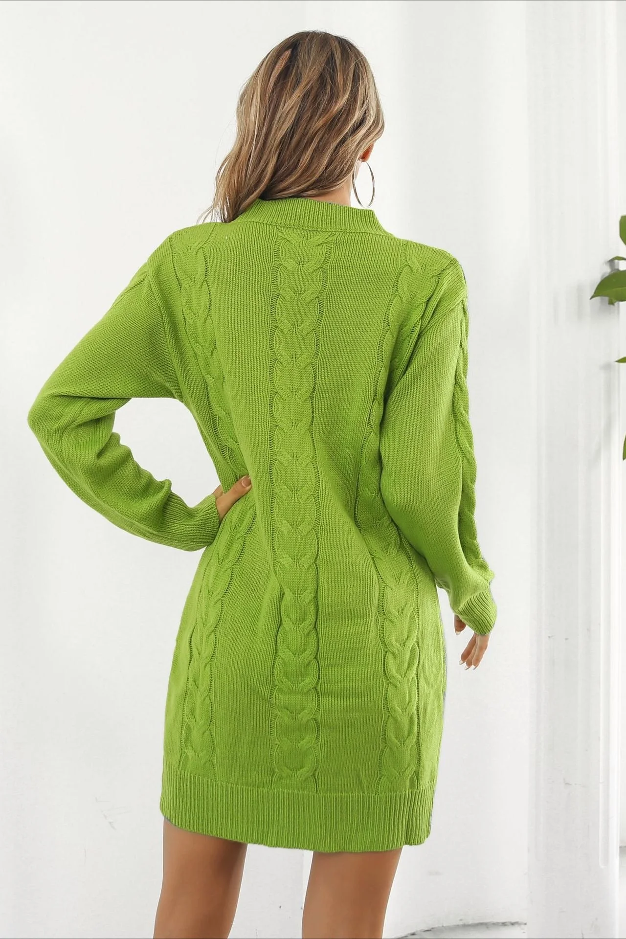 Loose Fit Cable Knit Sweater Dress - Image 8