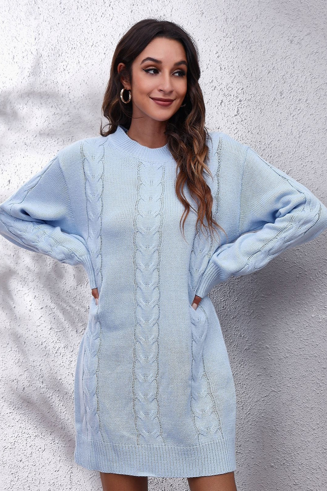 Loose Fit Cable Knit Sweater Dress - Image 9