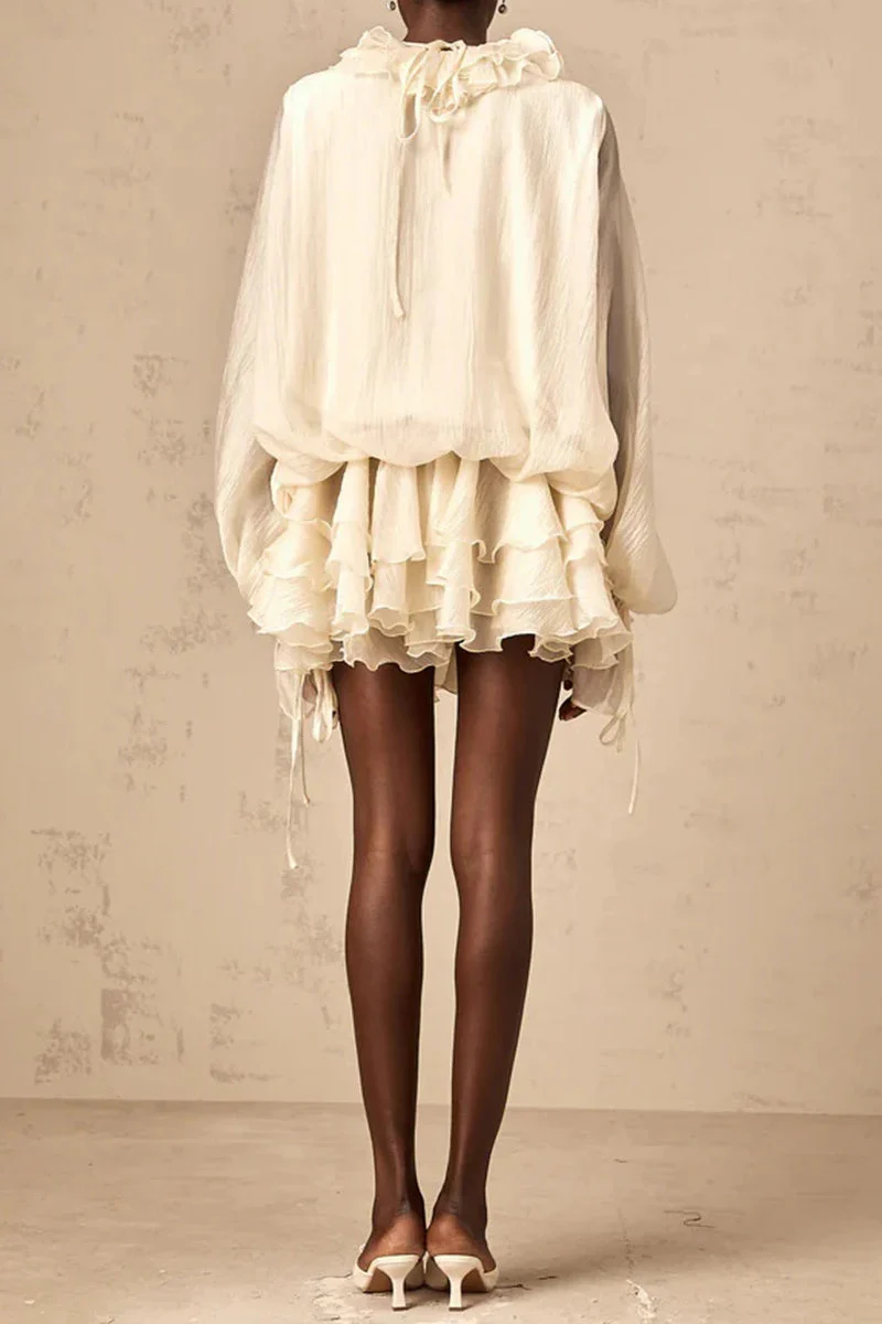 Loose Fit Folded Ruffle Boho Dress - Image 21