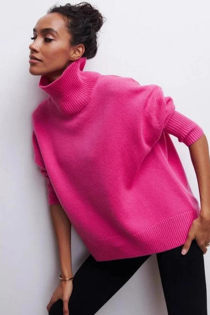 Loose Fit High Neck Sweater - Image 12