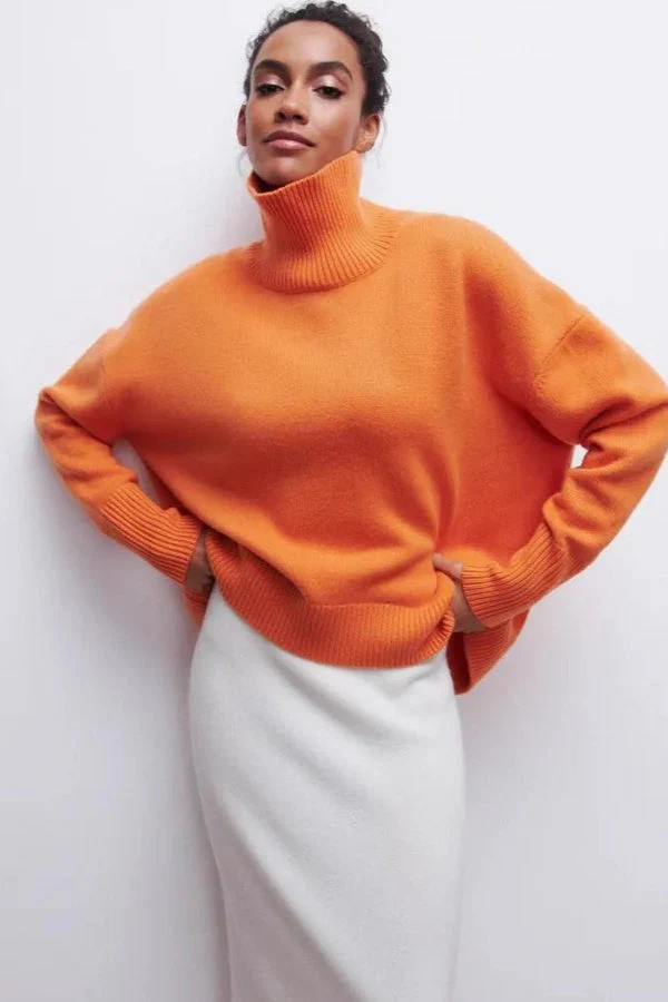 Loose Fit High Neck Sweater - Image 14