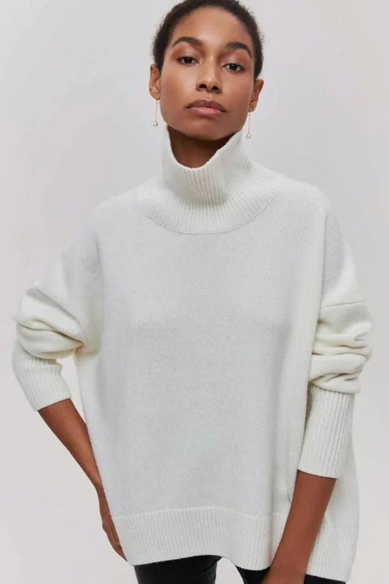 Loose Fit High Neck Sweater - Image 4