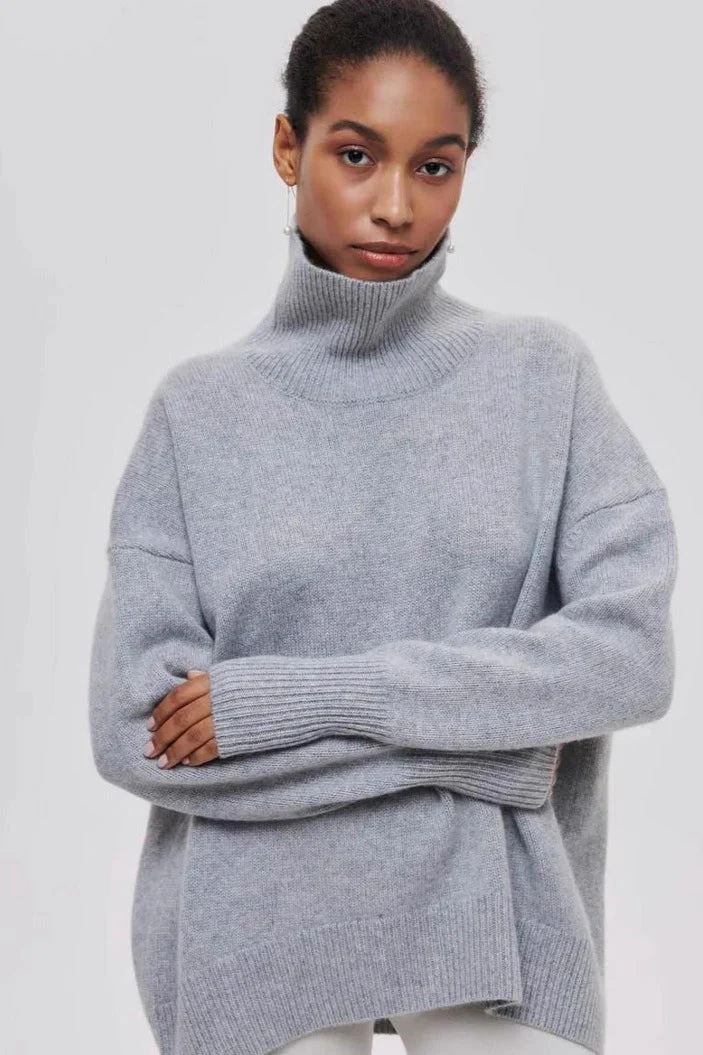 Loose Fit High Neck Sweater - Image 8