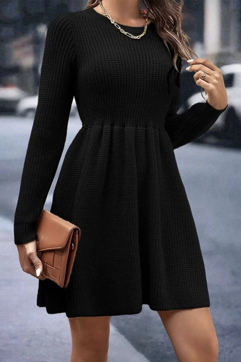 Loose Fit Knit Sweater Dress - Image 10