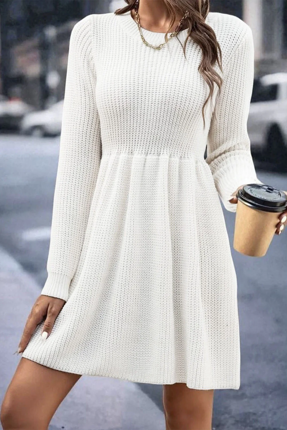 Loose Fit Knit Sweater Dress - Image 2