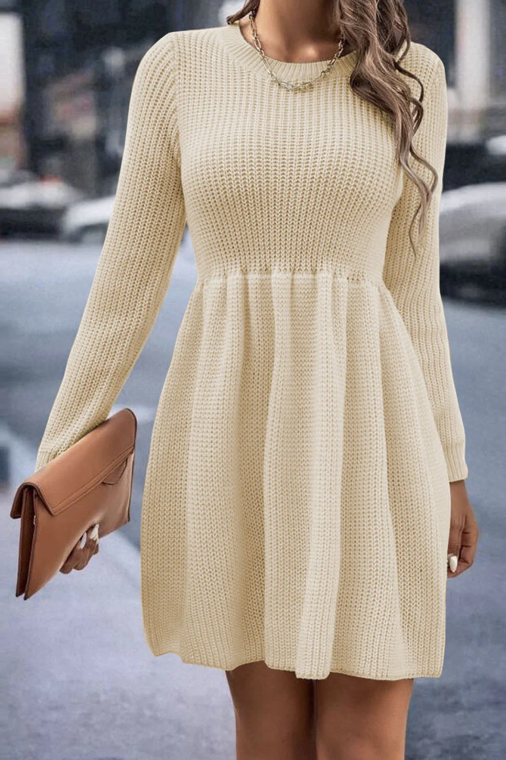 Loose Fit Knit Sweater Dress - Image 3