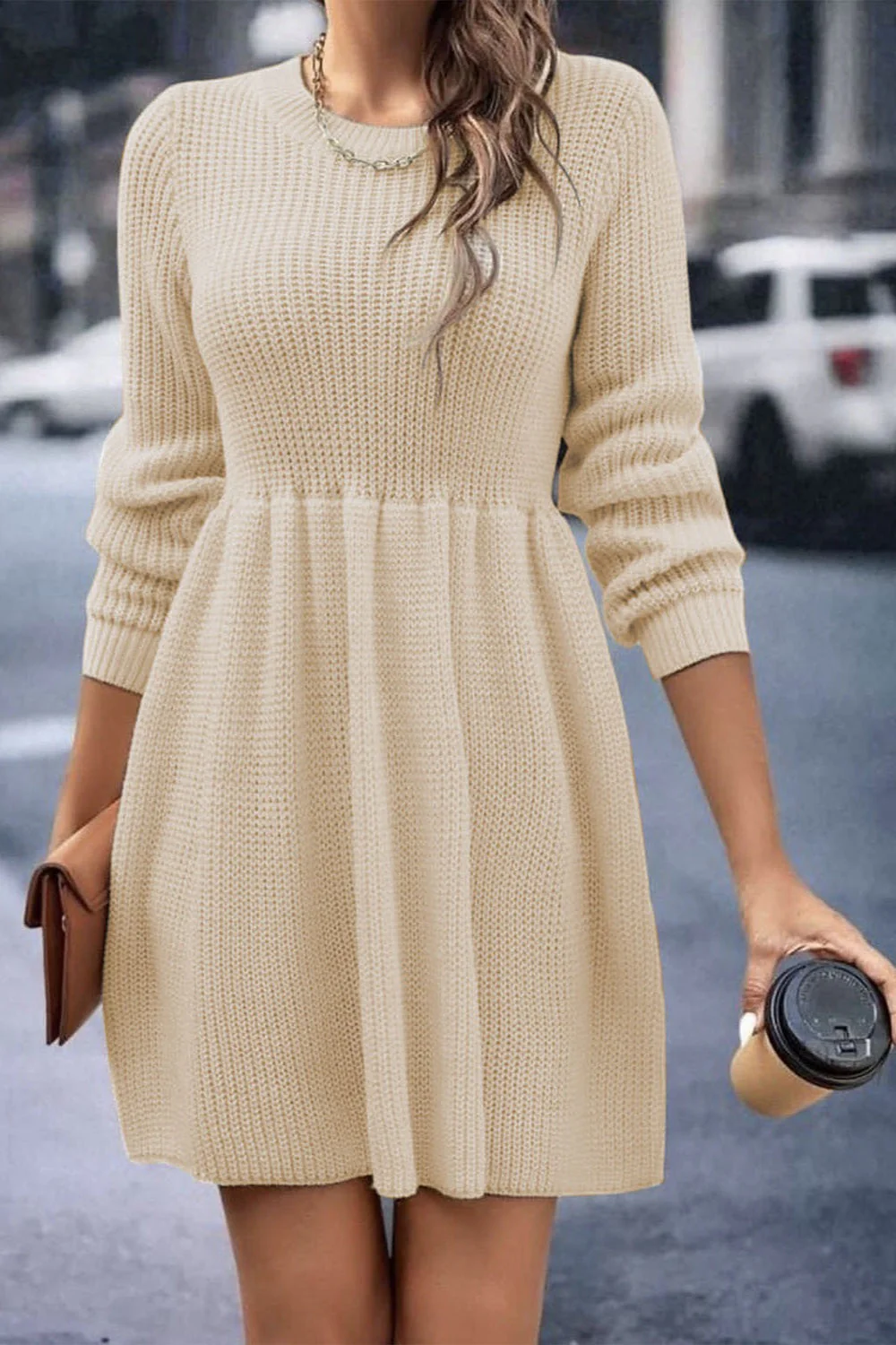 Loose Fit Knit Sweater Dress - Image 4