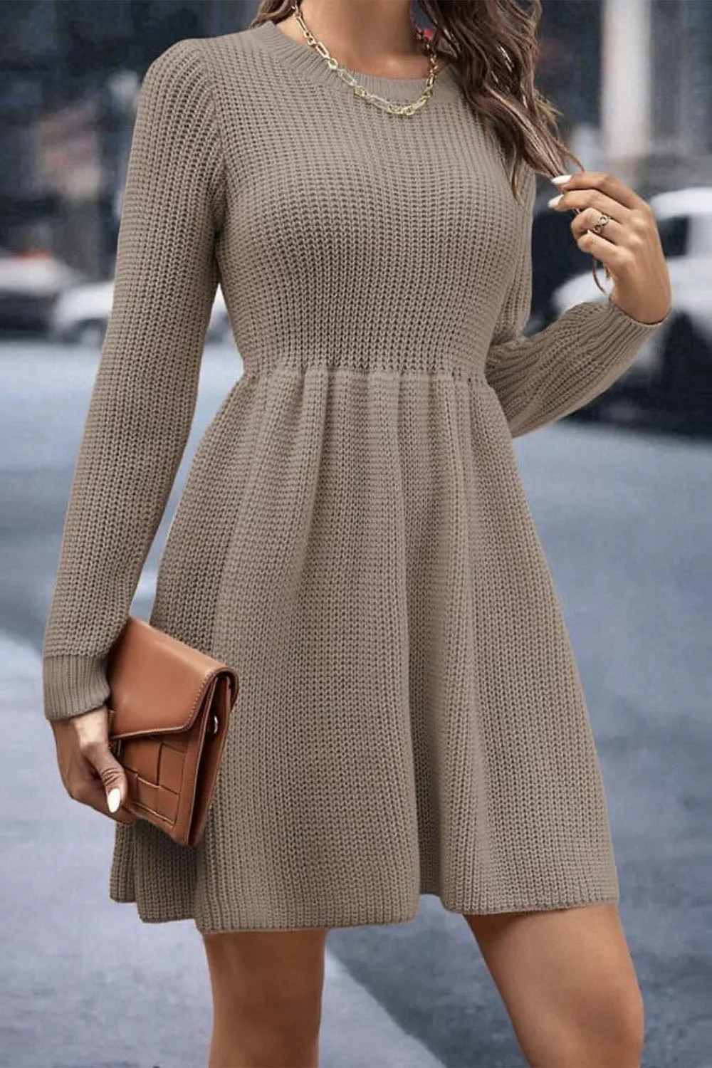 Loose Fit Knit Sweater Dress - Image 6