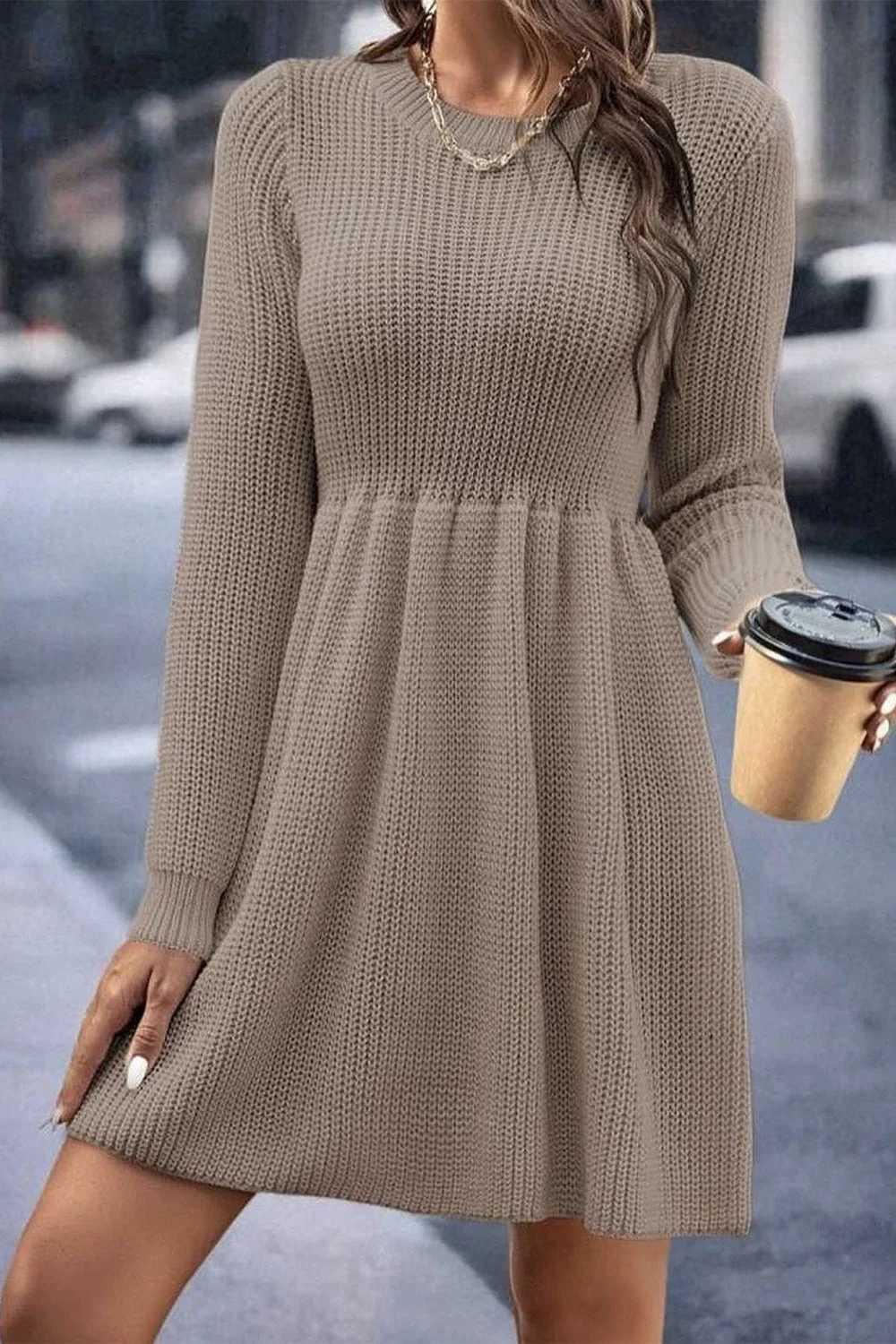 Loose Fit Knit Sweater Dress - Image 7