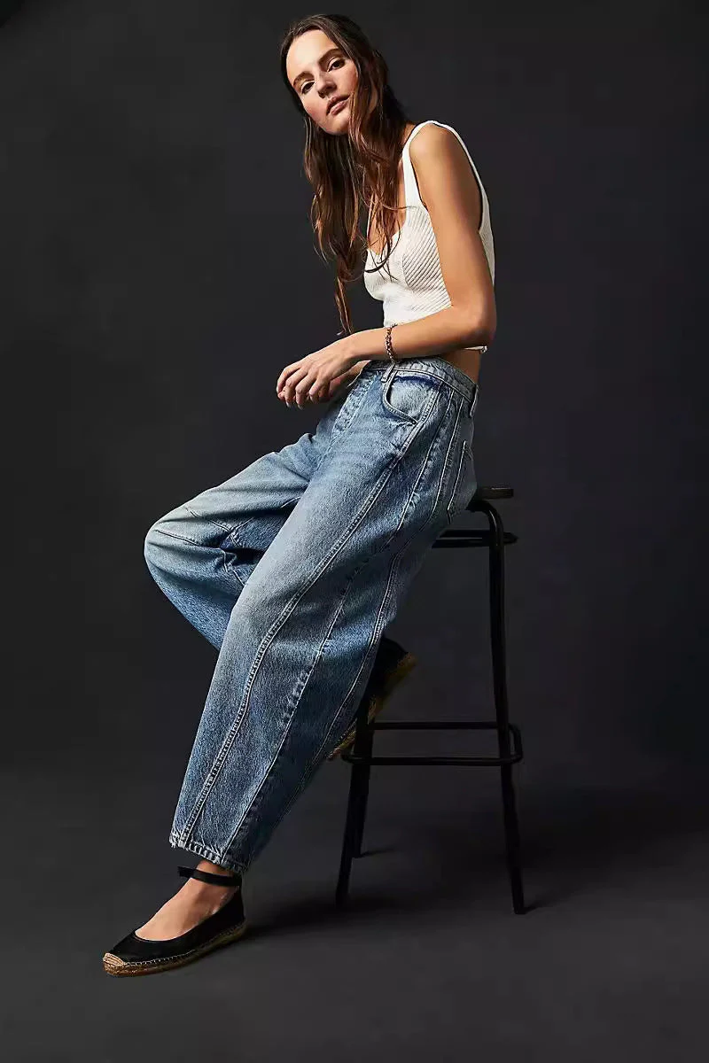 Loose Fit Low Waist Denim Jeans - Image 2