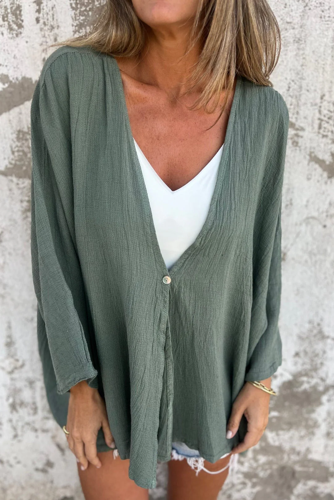 Loose Fit V Neck Long Sleeve Cardigan - Image 14