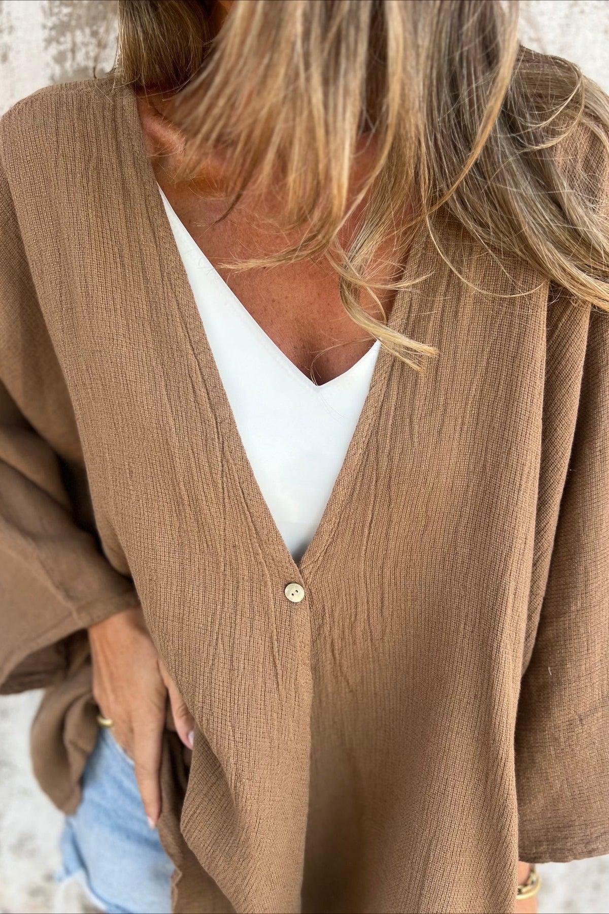 Loose Fit V Neck Long Sleeve Cardigan - Image 16