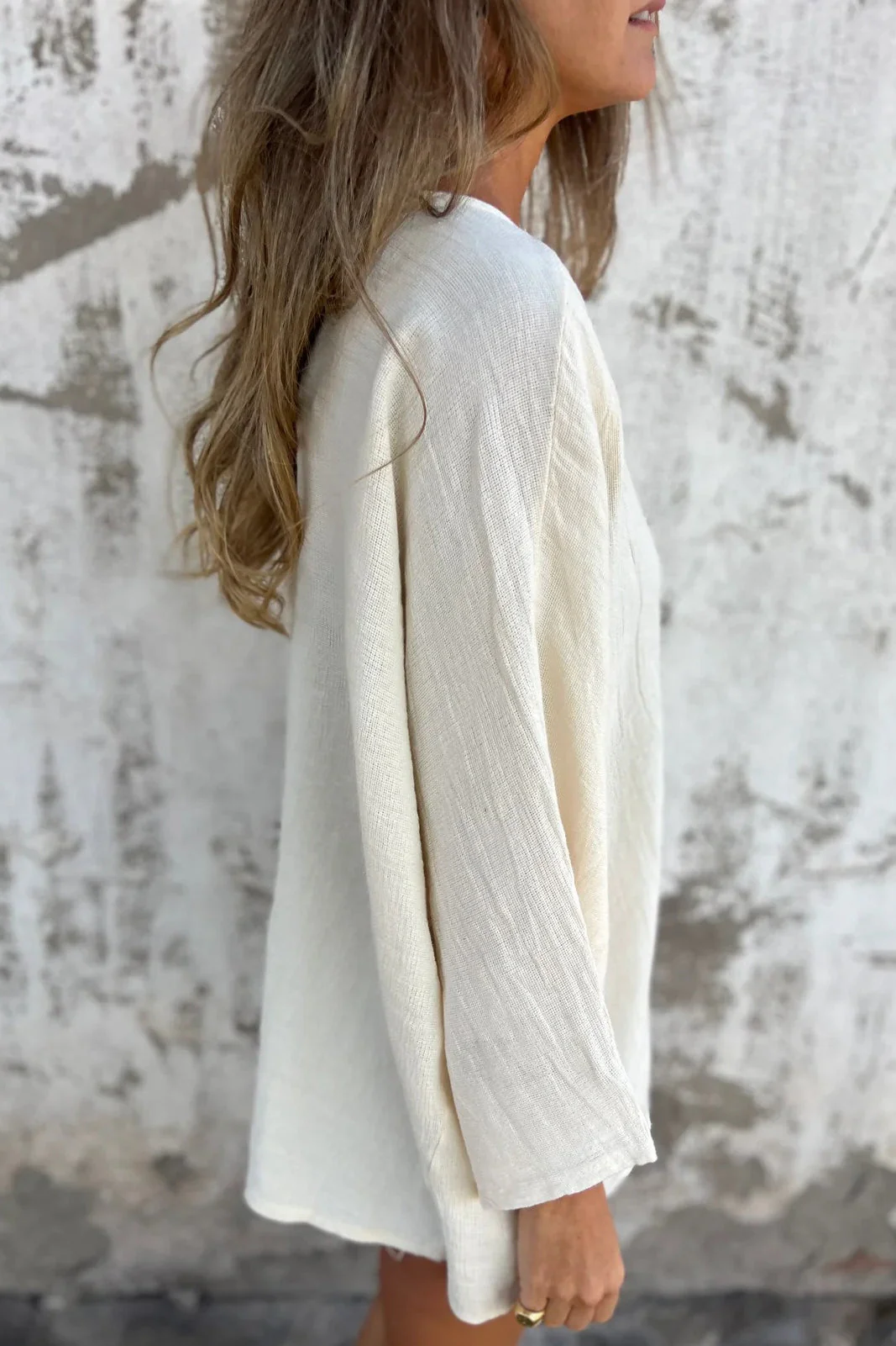 Loose Fit V Neck Long Sleeve Cardigan - Image 3