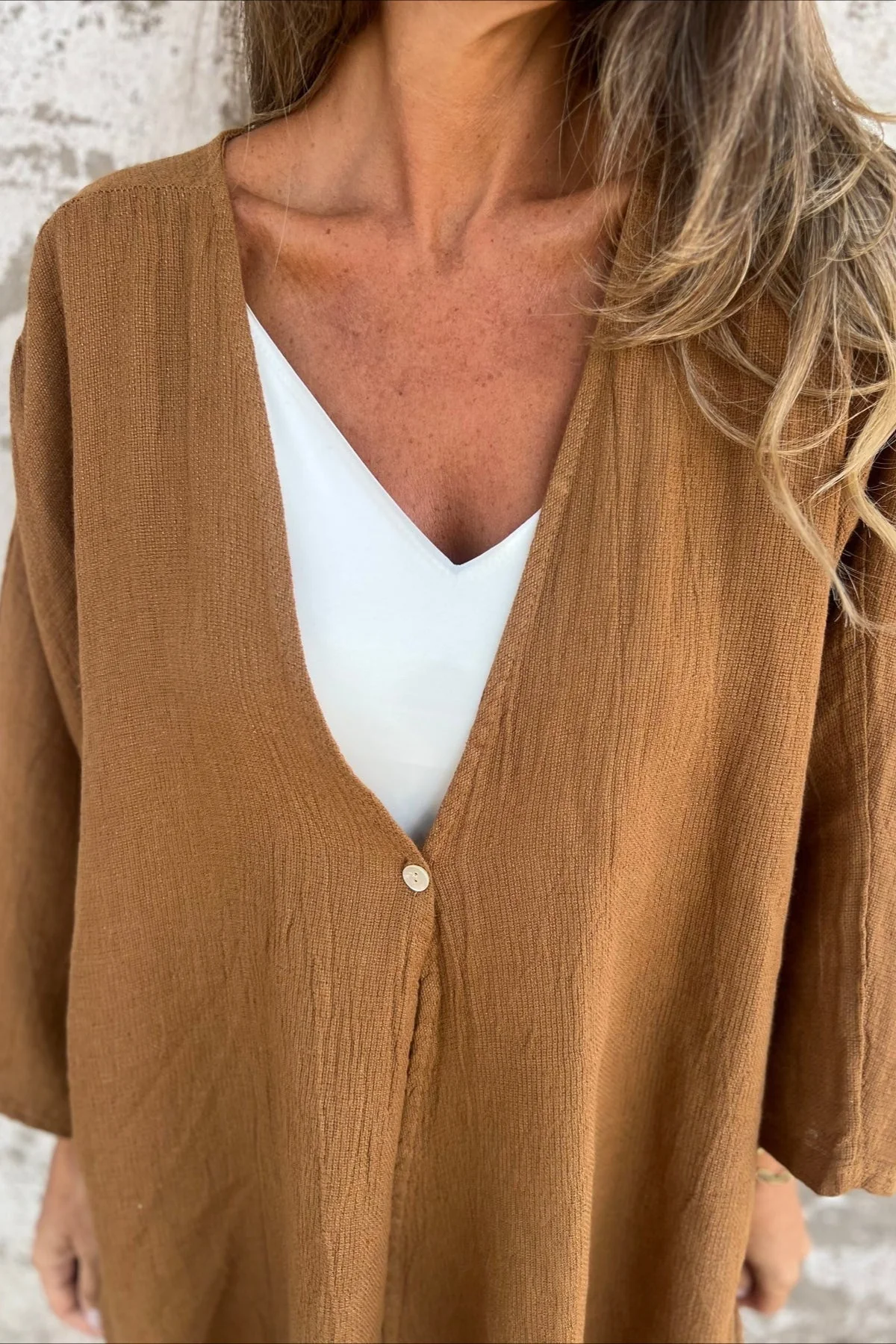 Loose Fit V Neck Long Sleeve Cardigan - Image 35