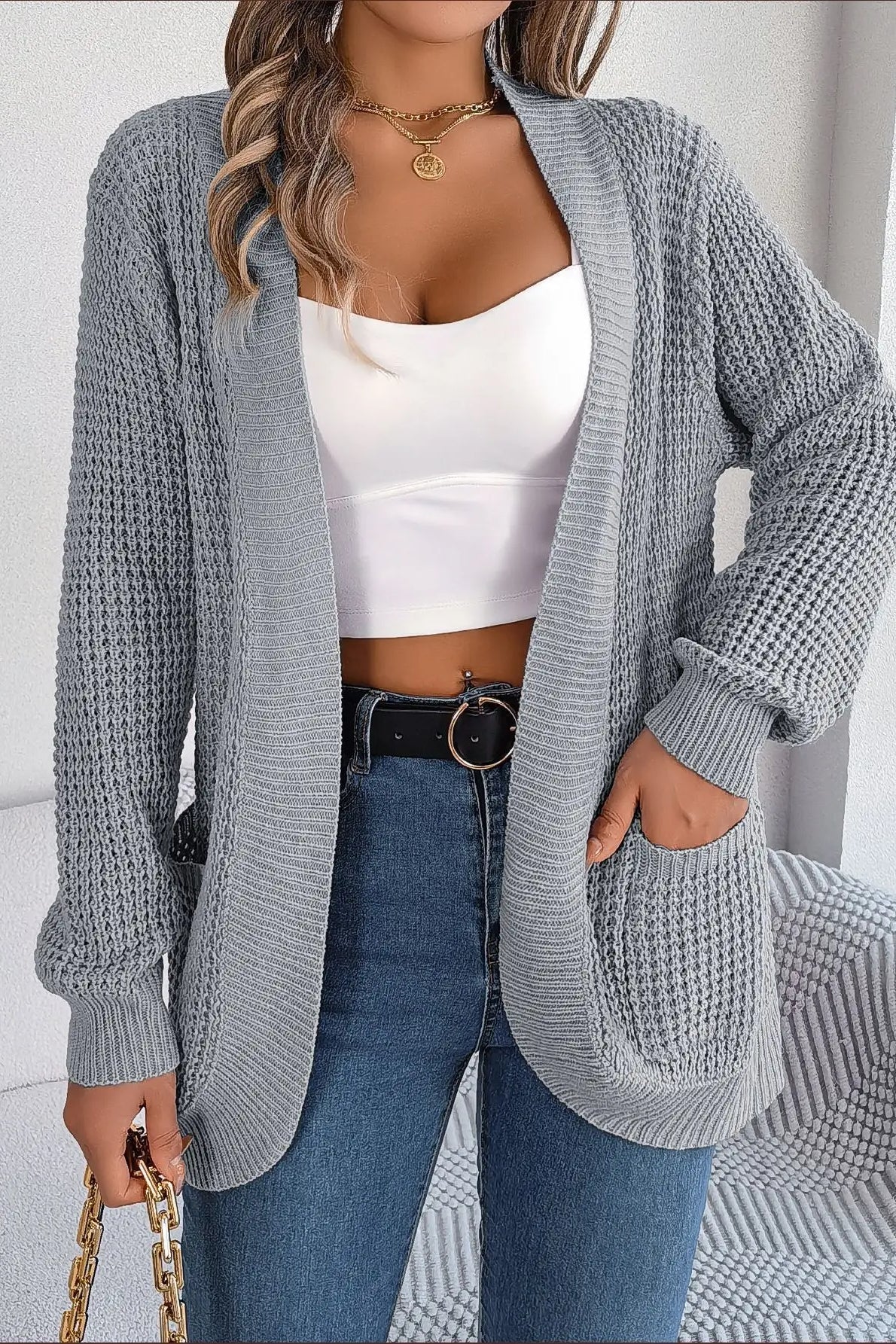 Loose Knit Pocket Cardigan - Image 14