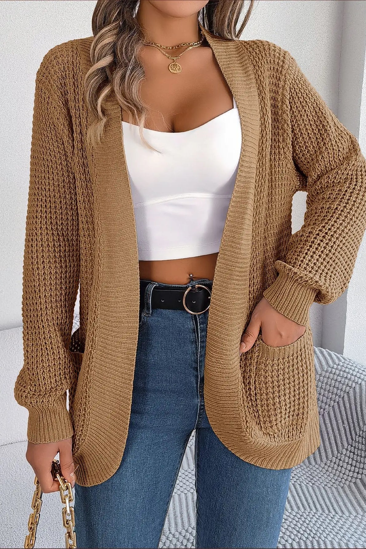 Loose Knit Pocket Cardigan - Image 23