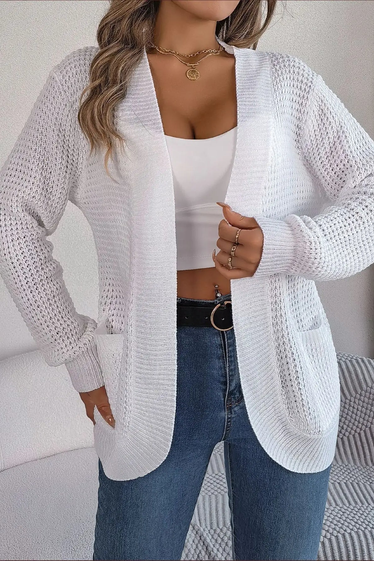 Loose Knit Pocket Cardigan - Image 3