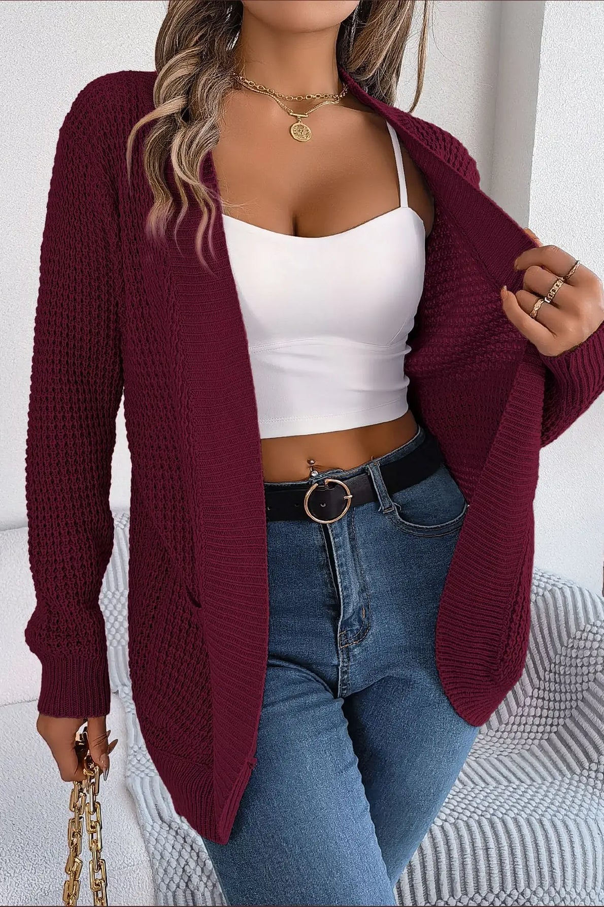 Loose Knit Pocket Cardigan - Image 8
