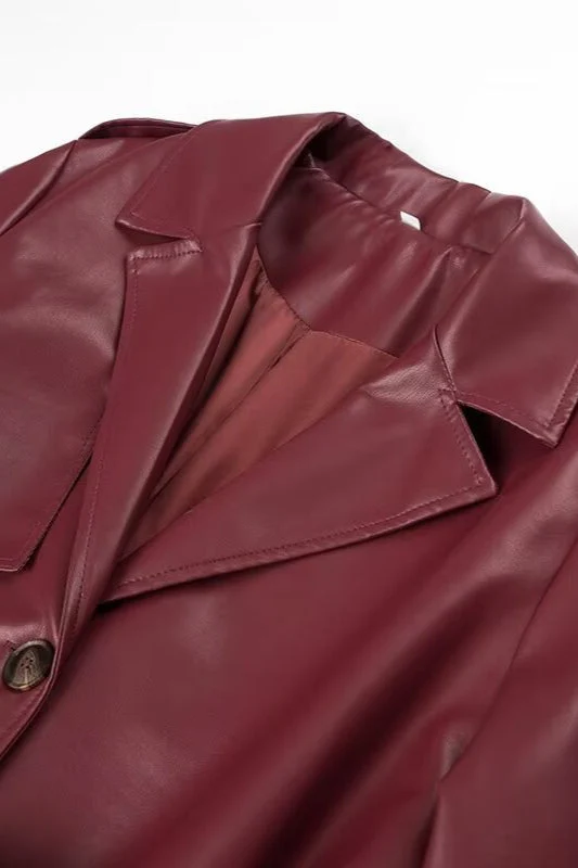 Loose Leather Trench Coat - Image 4
