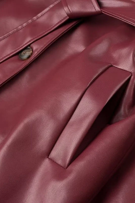 Loose Leather Trench Coat - Image 5