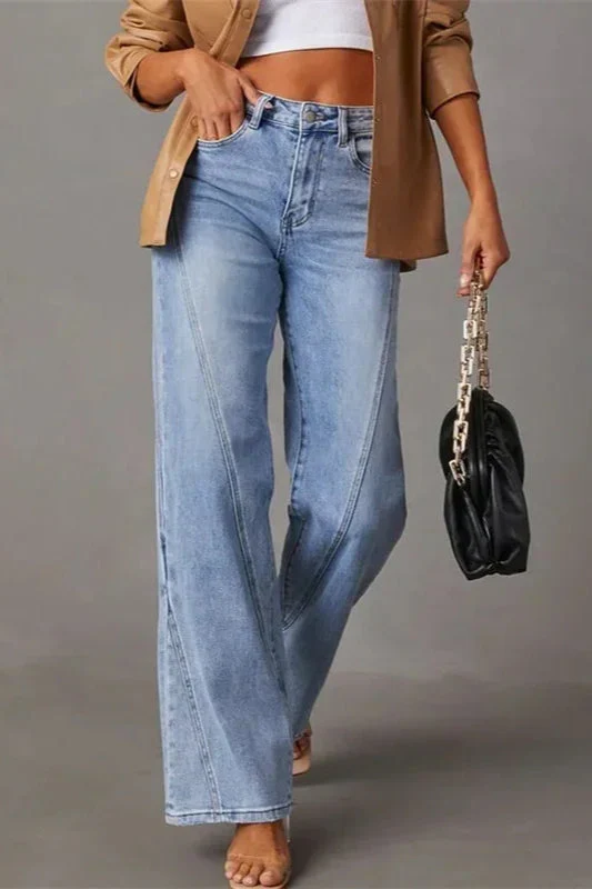 Loose Patchwork Wide Leg Jeans - Image 11