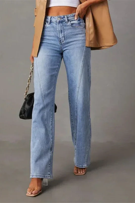 Loose Patchwork Wide Leg Jeans - Image 3