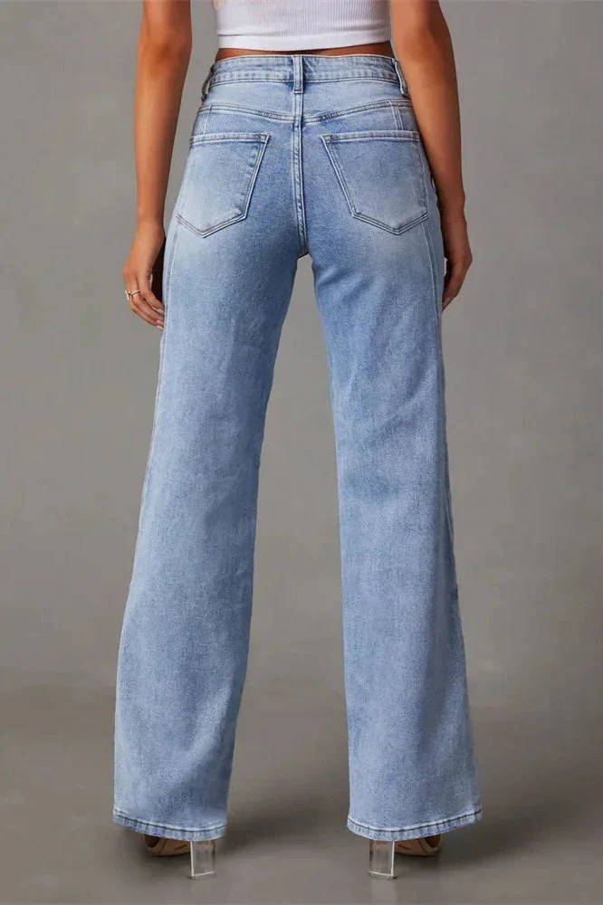 Loose Patchwork Wide Leg Jeans - Image 4