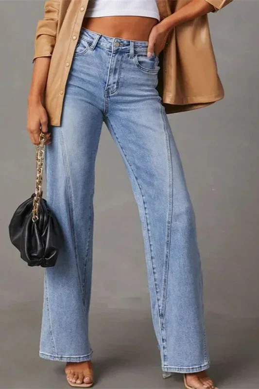 Loose Patchwork Wide Leg Jeans - Image 6