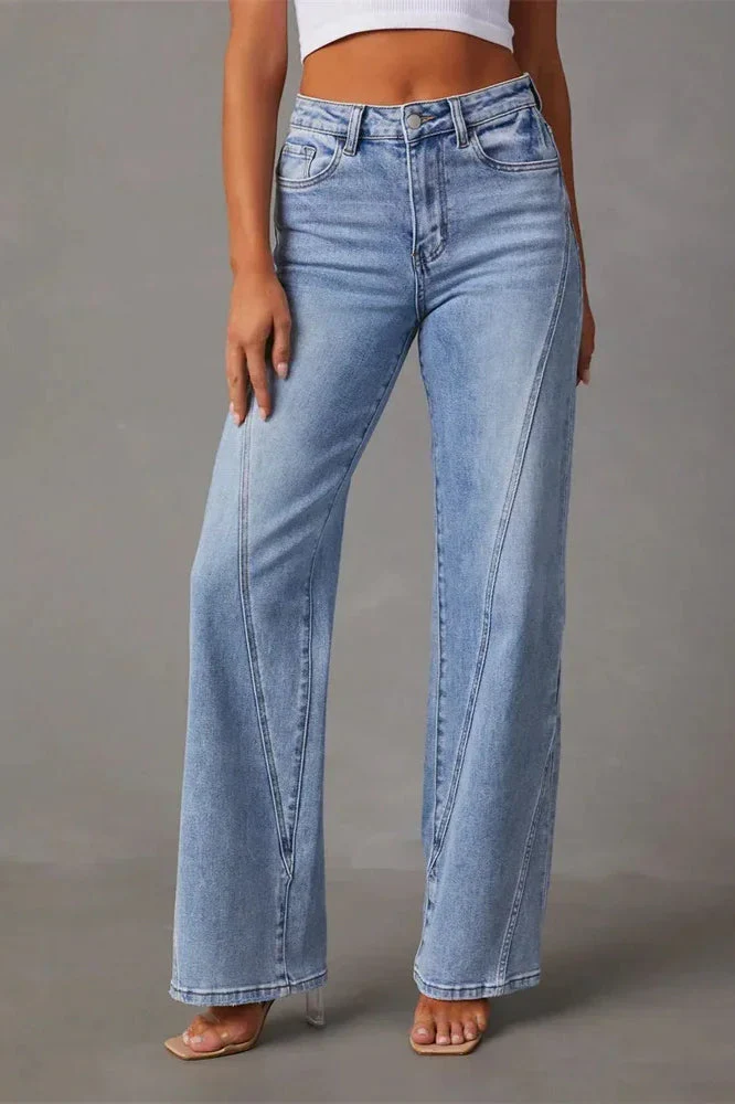 Loose Patchwork Wide Leg Jeans - Image 8