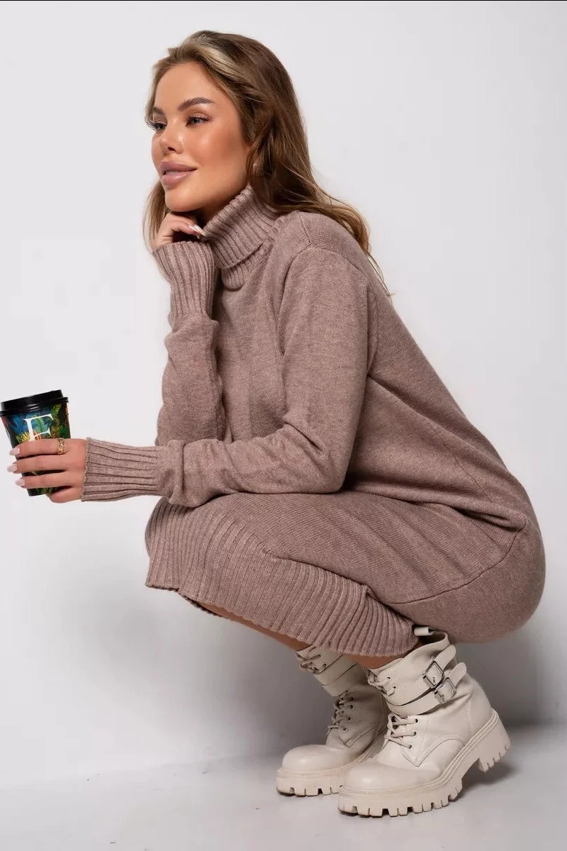 Loose Turtleneck Sweater Dress - Image 21