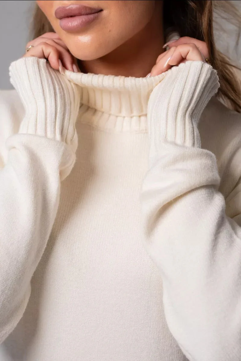 Loose Turtleneck Sweater Dress - Image 4