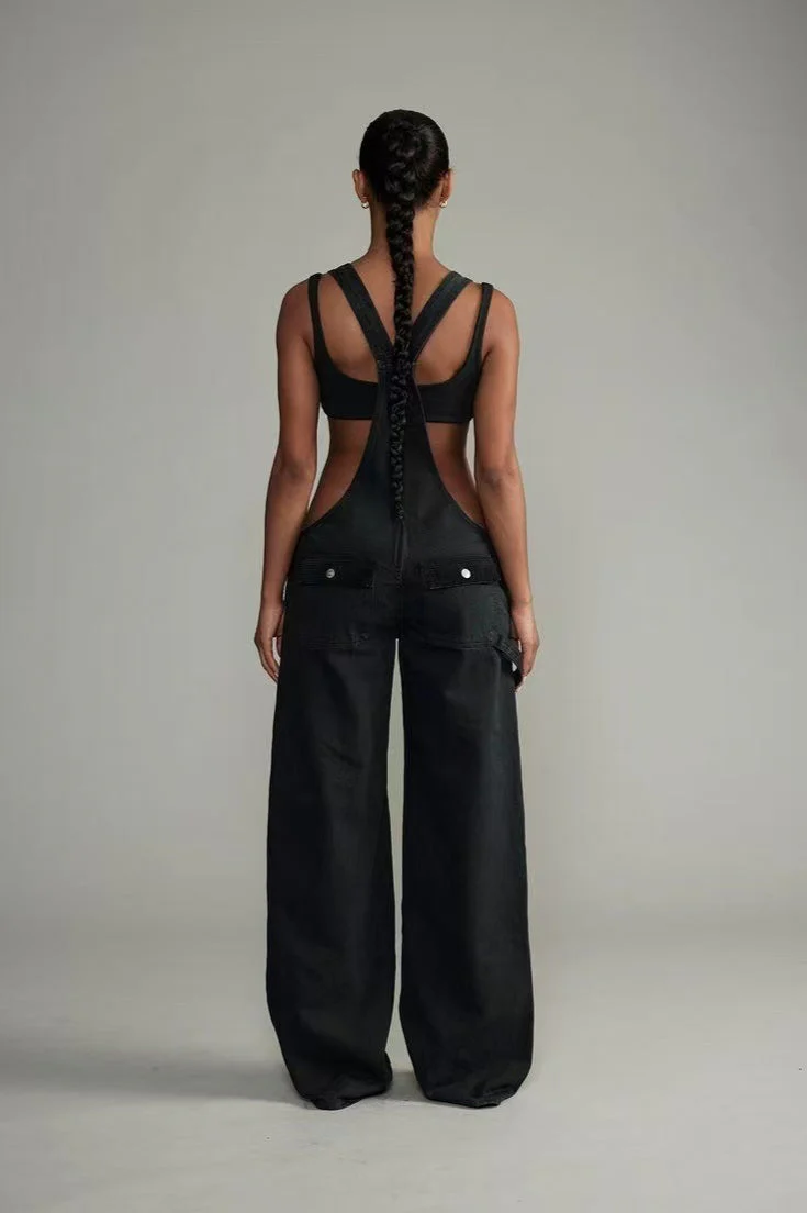 Low Rise Wide Leg Overall Jeans - Image 14