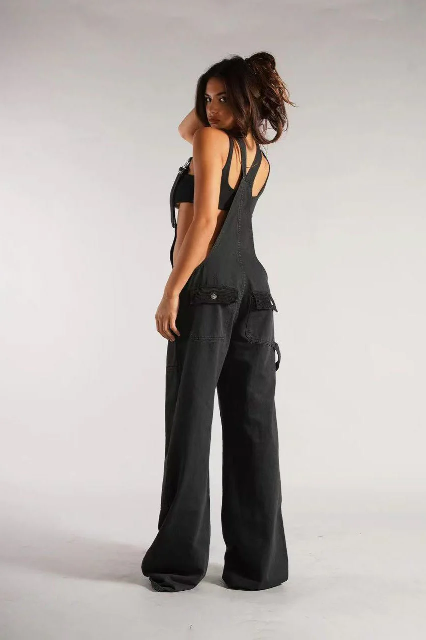 Low Rise Wide Leg Overall Jeans - Image 8